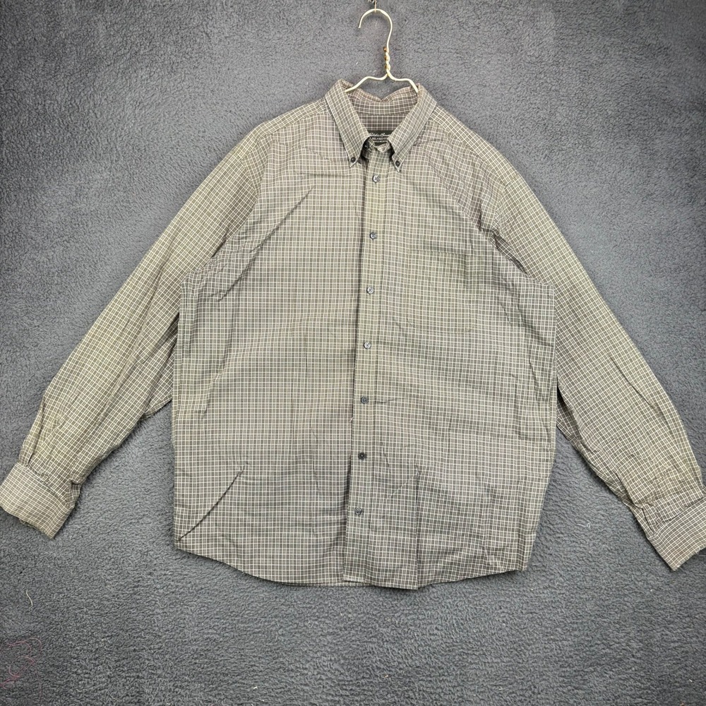 Eddie Bauer Relaxed Fit Wrinkle Resistant Plaid Button Up Shirt Mens Large Tall